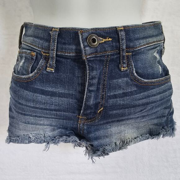 Abercrombie Jean Shorts Girls 12 Festival Y2k Denim Distressed Coastal Cowgirl - Picture 2 of 11